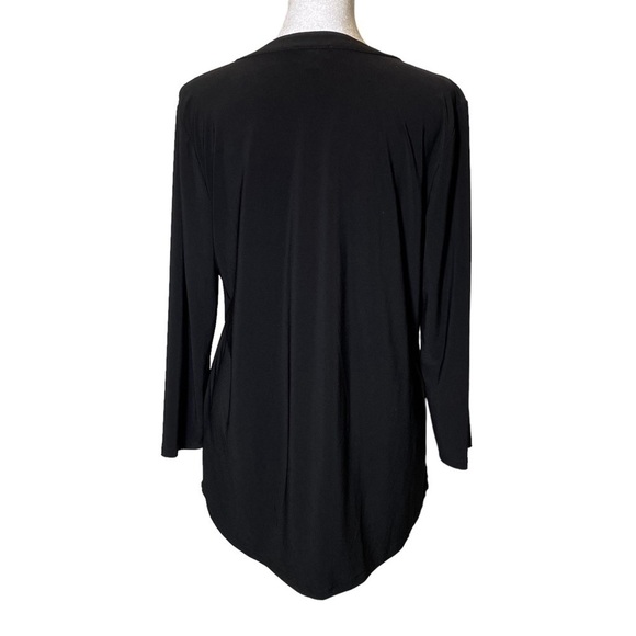 Jones New York Signature size Medium black pullover long sleeve v-neck blouse - Picture 5 of 7